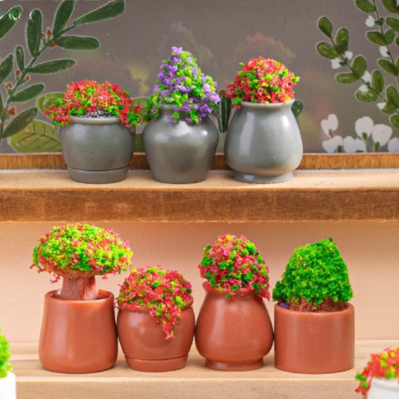 Мініатюрний вазон 2 х 1.7 см Червоні квіти для мінісада та хендмеду Зелений Одеса