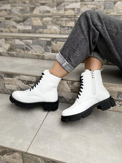 Черевики жіночі GREMMY білий дракон натуральна шкіра висота 13 см розмір 38 (4176) Коломия - фото 7