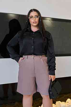 Женские льняные шорты-бермуды свободного кроя Bettie 52, Капучино Киев