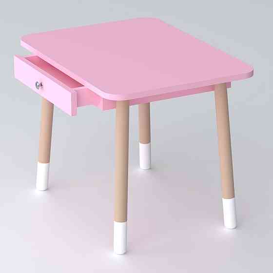 Дитячий столик з висувним ящиком 46х60х45, стіл для дівчинки з нішею, рожевий Київ