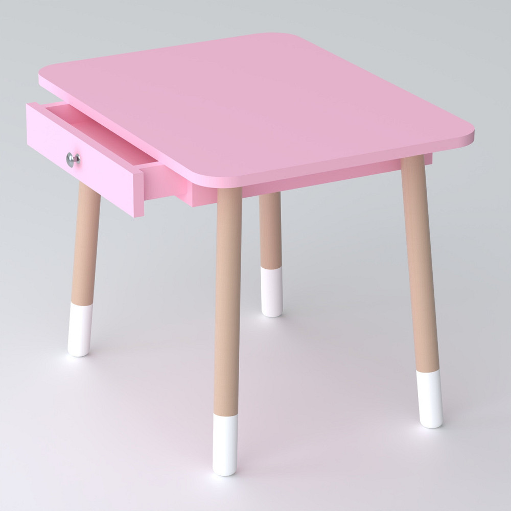 Дитячий столик з висувним ящиком 46х60х45, стіл для дівчинки з нішею, рожевий Київ - фото 1