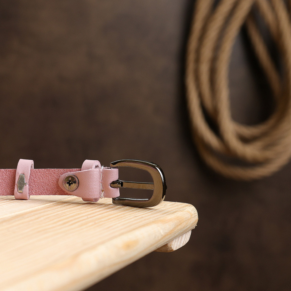 Тонкий ремень из натуральной кожи Vintage 20761 Розовый Киев - изображение 9