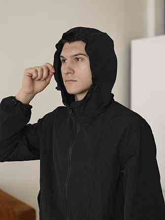 Чоловіча чорна вітрівка. Куртка-вітрівка демісезонна легка з кишенями Pobedov Neon Київ