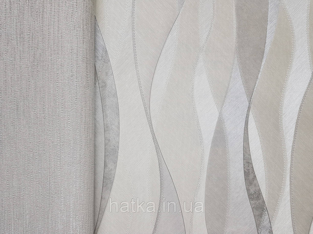 Шпалери вінілові на флізеліні гарячого тиснення DU&KA 1.06х10 вензель основа під штукатурку сірі коричневі Київ - фото 2