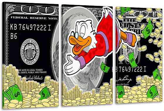 Модульная картина в гостиную / спальню   Скрудж Макдак та гроші     ART-277_3A 70х130 см Киев