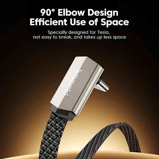 Кабель USB-C — USB-C 60W, міцний нейлоновий, швидка зарядка PD, металевий корпус, кутовий штекер + LED індикатор (1м) Николаев