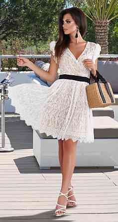 Біла гіпюрова сукня плісе короткий рукав. (42) Київ