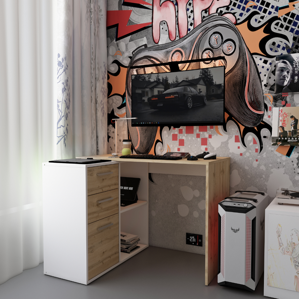 Офісний стіл Doros T8 Білий/Дуб Артизан 100х83х75 (DRS-011512) Львів - фото 3