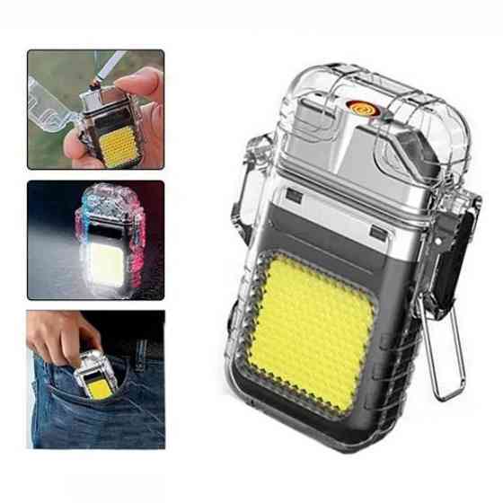 Зажигалка спиральная водонепроницаемая электронная с LED фонариком и зарядкой от USB CW-33 Львов