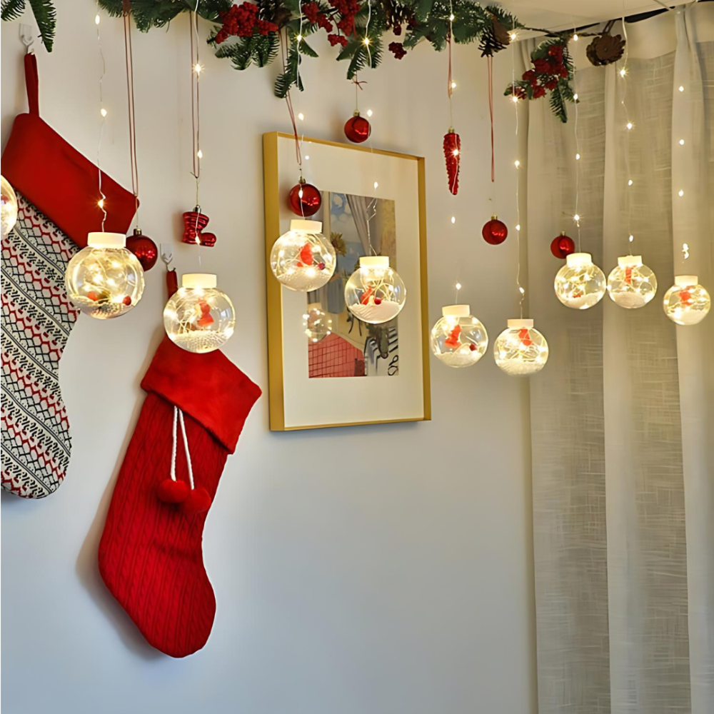 Гірлянда штора роса з кульками Niki Light гірлянда завіса 8 режимів 200 LED штора від мережі 3x0,8м Теплий білий Київ - фото 1