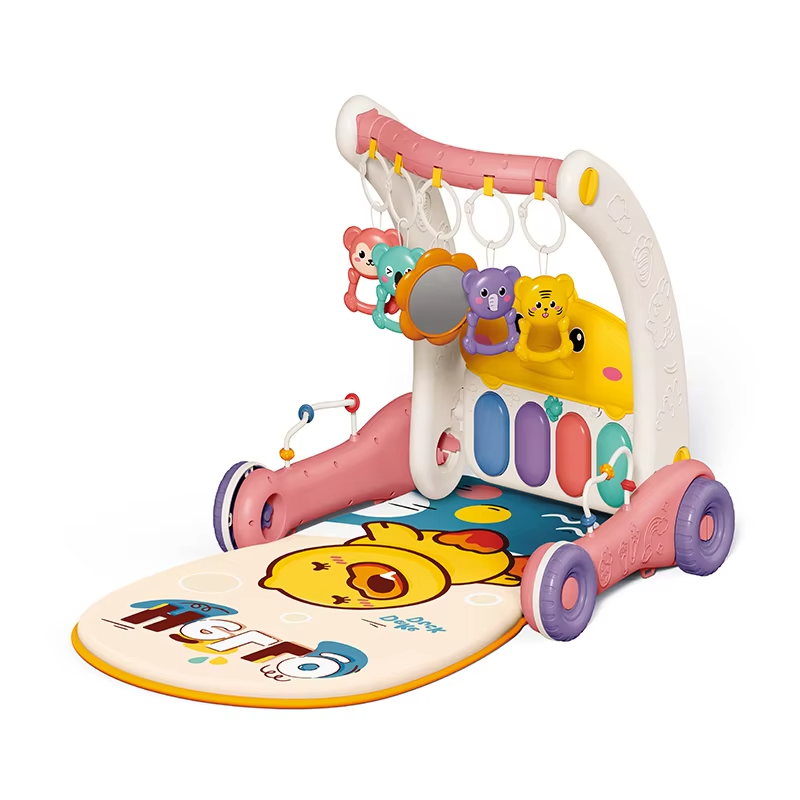 Музыкальный игровой коврик-ходунки 2в1 с пианино, зеркальцем и игрушками, коврик детский, розовый Каменец-Подольский - изображение 3