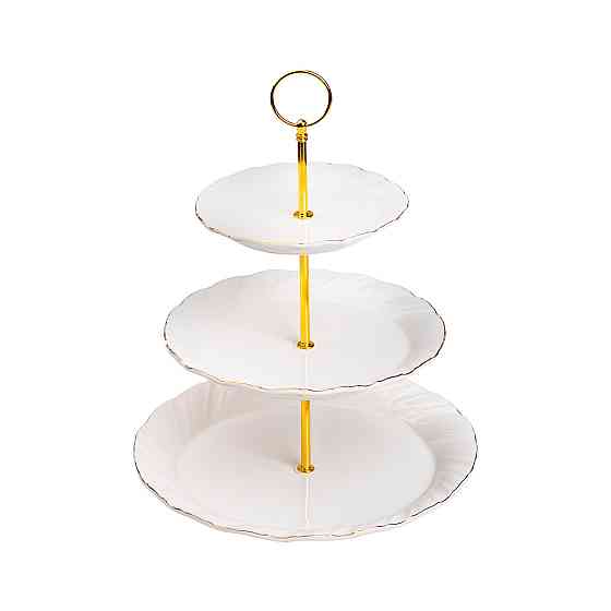 Этажерка для фруктов и десертов 3-ярусная фарфоровая белая HP-7-731 Киев