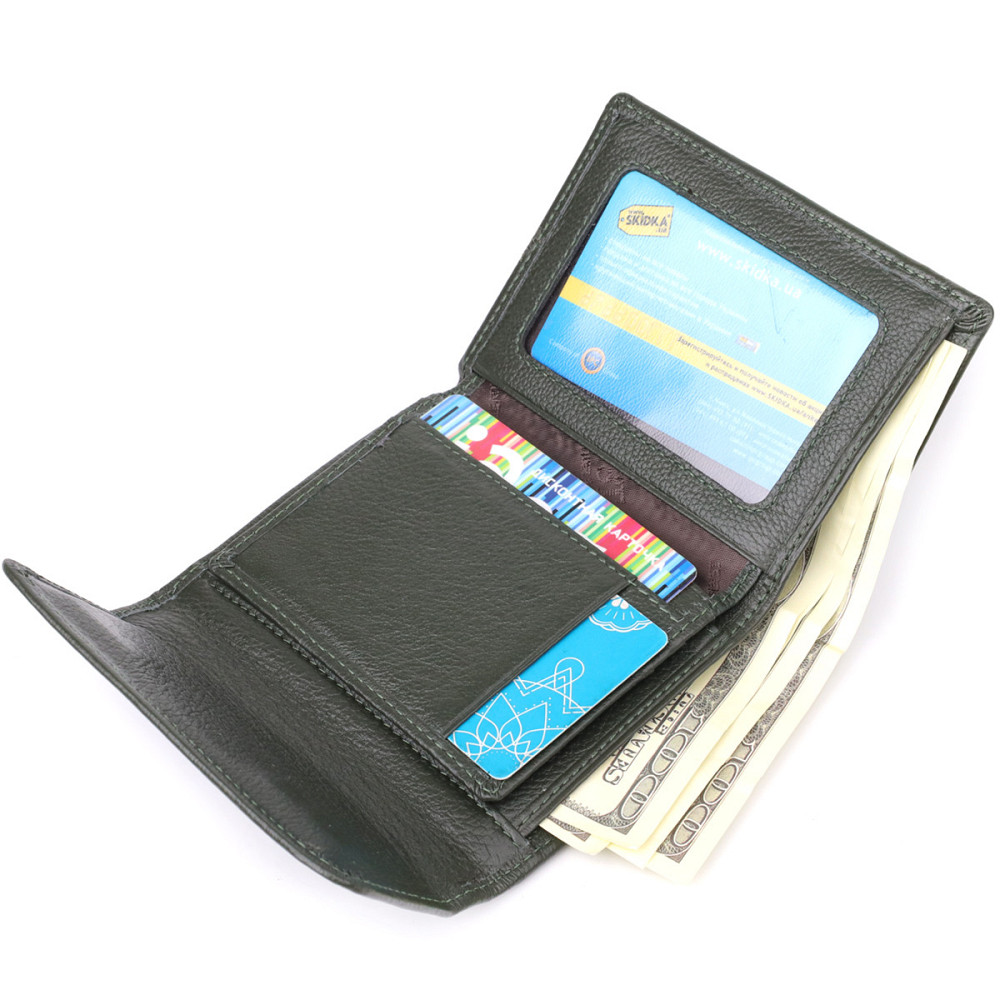 Стильний гаманець середнього розміру із натуральної шкіри ST Leather 23075 Зелений Київ - фото 6