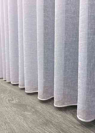 Тюль льон однотонний колір світло блакитний 2027т Київ