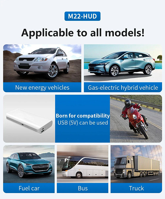 Універсальна HUD проєкція Geyiren M22 швидкості на лобове скло, цифровий автомобільний дисплей з компасом, годинником, пробігом та індикаторами Николаев - изображение 13