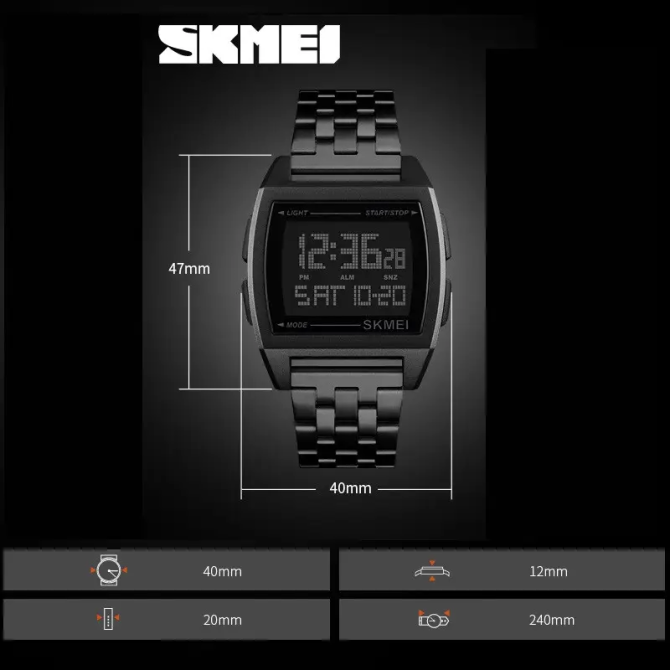 Мужские наручные электронные часы Skmei 1368 Черный Винница - изображение 10