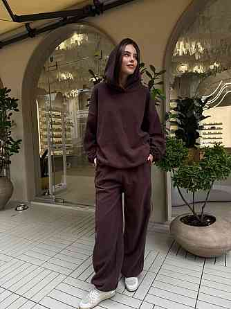 Жіночий стильний теплий костюм двосторонній фліс-полір Шоколад Одеса