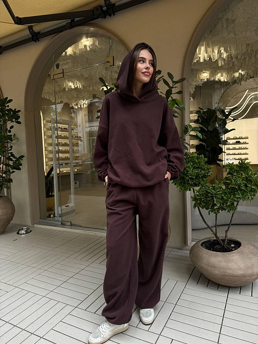 Жіночий стильний теплий костюм двосторонній фліс-полір Шоколад Одеса - фото 5