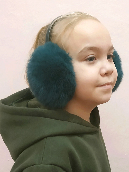Наушники меховые детские из кролика Зеленый Харьков - изображение 1