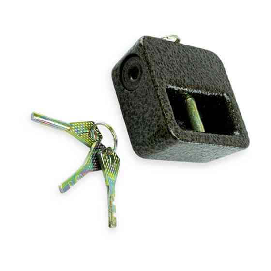 Замок навісний "засув" 80 мм, чавун, фінський ключ 3 шт, молотковий "краб" Мукачево