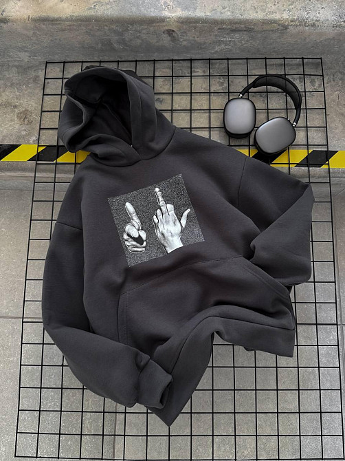 Жіноча молодіжна утеплена оверсайз худі з накатом трьохнитка на флісі Одеса - фото 8