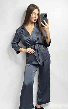 Піжама жіноча шовкова зі штанами Графітовий ч/к XS/S Харків