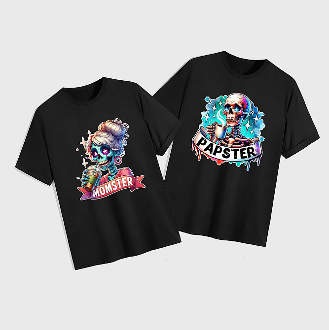 Парні футболки з принтом "MOMSTER" та "PAPSTER" XS-14XL Одеса - фото 1