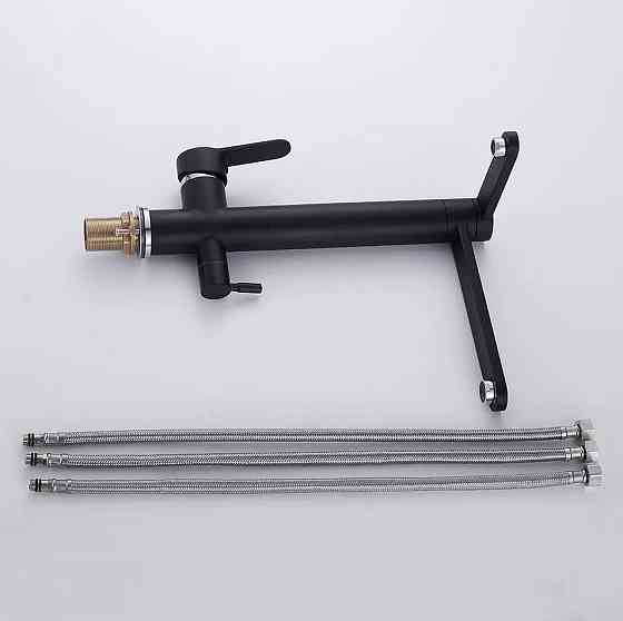 Смеситель для кухни для фильтрованной воды двухрычажный, кран кухонный с двойной ручкой WanFan Черный Каменец-Подольский