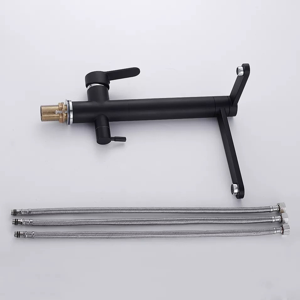 Змішувач для кухні для фільтрованої води двоважільний, кухонний кран з подвійною ручкою WanFan Чорний Кам'янець-Подільський - фото 6