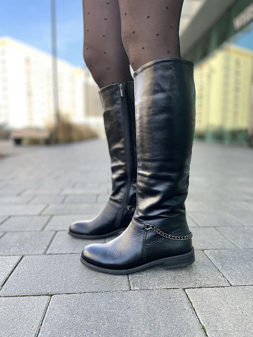 Valiente Чоботи жіночі VALIENTE чорні натуральна шкіра высота 40см обхват 38см размер 40р. (405 Коломыя - изображение 10