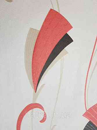 Шпалери вінілові на флізеліні Marburg Chelsea 0.53х10 абстракція завитки червоні чорні на білому Київ