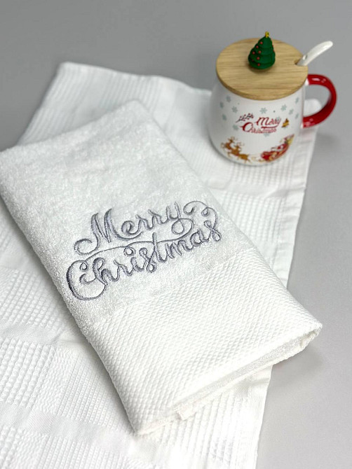 Подарунковий набір рушників Ideal Textile з вишивкою Merry Christmas 50х90 см 2 шт (56860962) Чернівці - фото 8