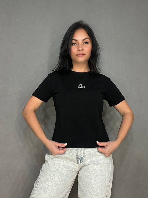 Футболка жіноча A-N 911-20 середня довжина вишня камінчики one size, чорний, one size Київ - фото 7