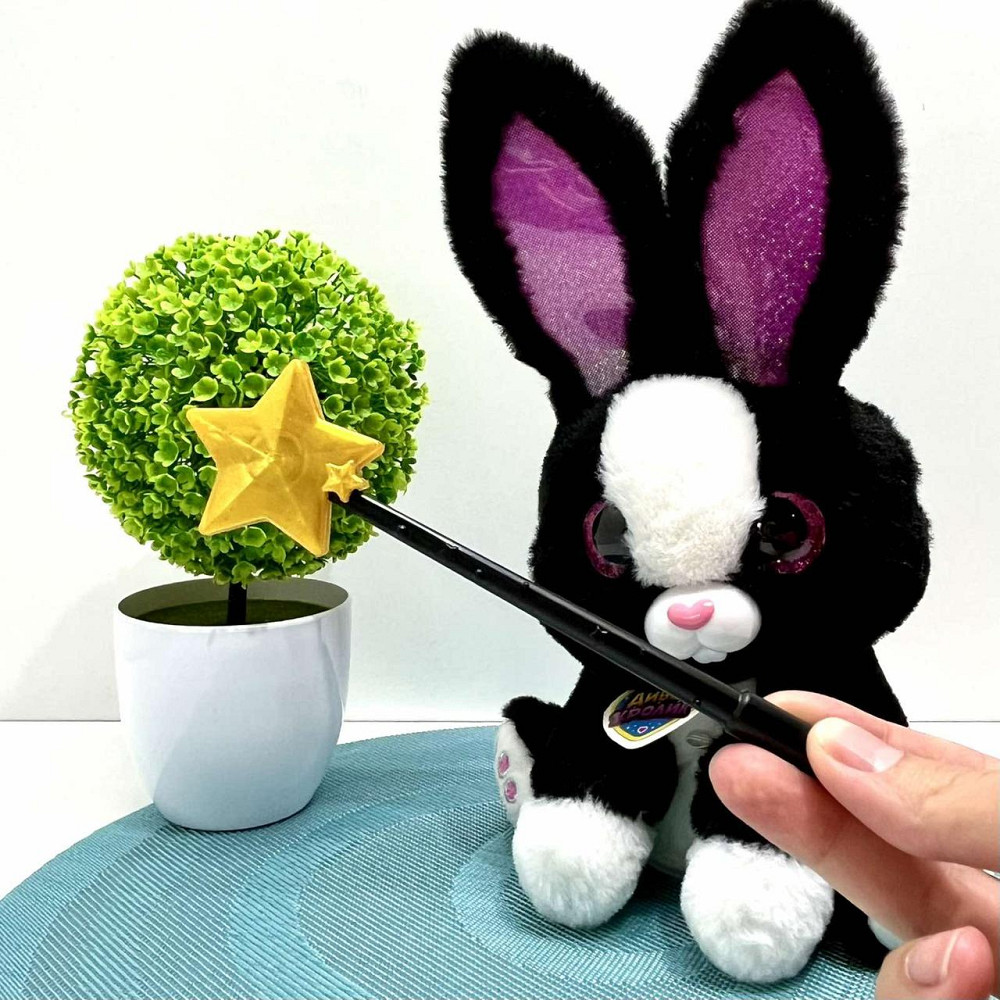 Зайчик інтерактивний Чудо Кролик 30см звук світло фрази рухливий реагує на паличку Чорний (M 6144 I UA) Чернігів - фото 8