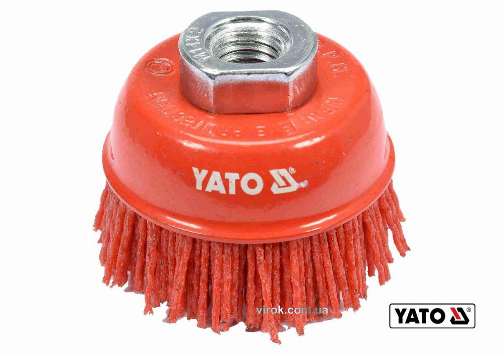 Щітка зачисна з нейлоновим ворсом "чашка", до КШМ YATO : Ø=65 мм, гайка- М14 [10/80] Одеса - фото 1