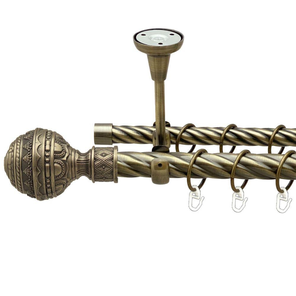 Карниз Orvit Арабеска металевий дворядний відкритий до стелі скручена труба кільце металеве Антик 25\19 мм 200 см (00-00019047) Львів - фото 1