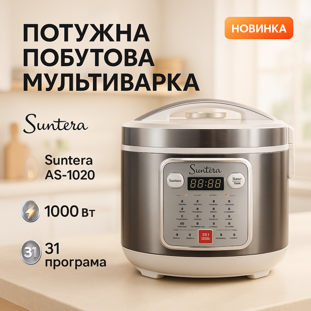 Мультиварка для приготовления еды Suntera AS-1020 1000 Вт, Практичная мультиварка KY-77 Львов - изображение 17