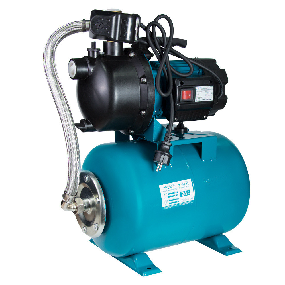 Станція 1.0кВт Hmax 44м Qmax 73л/хв пластик (самовсмоктуючий насос) 24л Україна AquaticaLEO EKJ-1002PA5/UA Рівне - фото 1