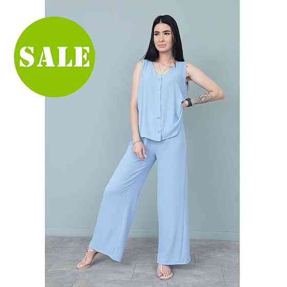 Літній костюм зі штанами палаццо "Stellar" оптом | Норма і батал | Розпродаж моделі Київ