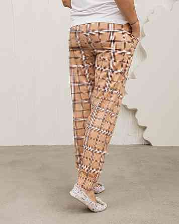 Женские пижамные штаны - бежевые в клетку Nicoletta 1126Ш M Киев