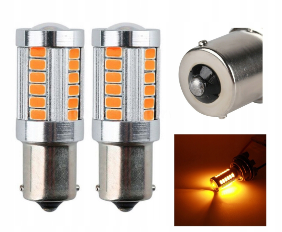 LED лампа 1156 BA15S P21W для авто, 33 SMD 5630, жовте світло, габарити, стопи, поворотники Київ