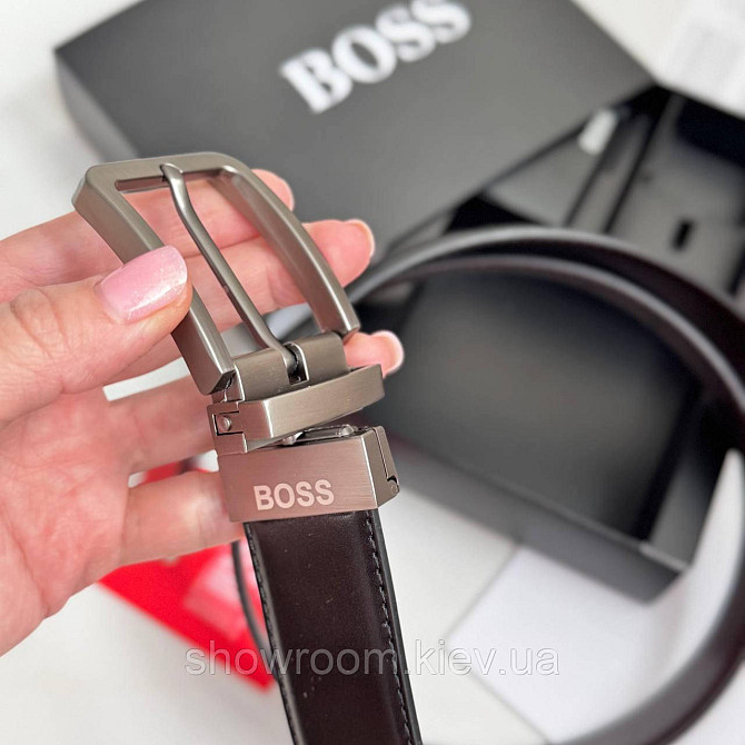 Мужской двусторонний ремень с двумя пряжками Boss (203) Киев - изображение 8