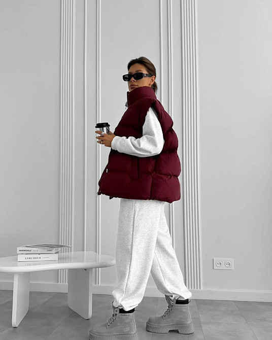 Жіночий базовий теплий костюм-двійка Тринитка на флісі Сірий, 42/46 Одеса - фото 4