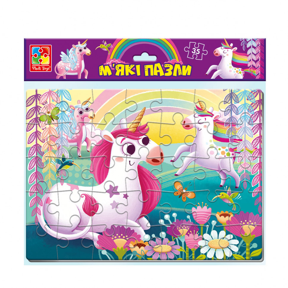 Дитячі м'які пазли «Єдинороги» VT1102-34, 35 елементів Вінниця - фото 1