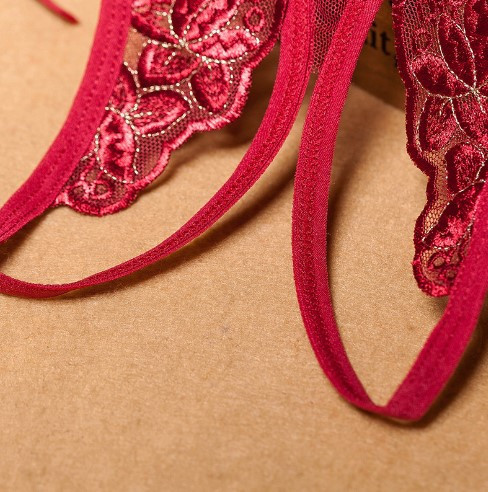 Труси з розрізом та мереживом на зав'язках універсальний бордовий Київ - фото 3