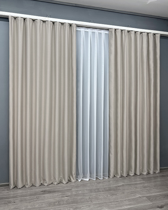 Комплект готових штор VR-Textil Шеніл однотонний № 1698ш Димчасто-білий 130х270 см 2 шт (39-981) Київ - фото 12