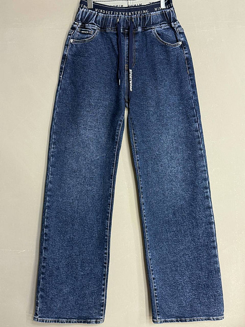Джинси жіночі LDM 0249 палаццо батал з резинкою на поясі великі розміри сині, синій, З4, 34, 94 см, 120 см Київ - фото 3