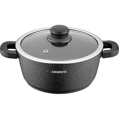 Каструля Ardesto Gemini Anzio скляна кришка 20 см 2,5 л чорна (AR2420GE) Вінниця - фото 1