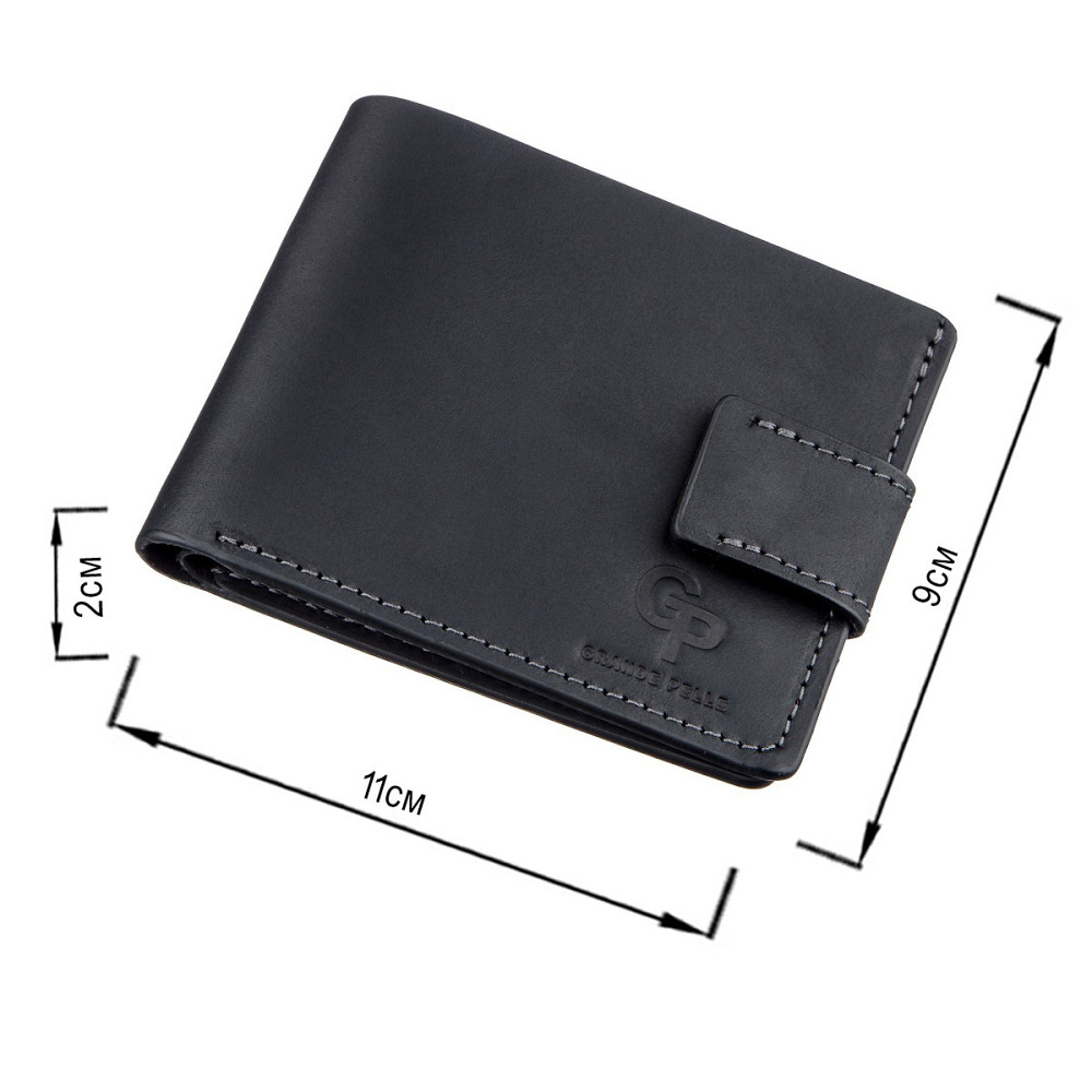 Тонкое кожаное портмоне унисекс GRANDE PELLE 11219 Черное Киев - изображение 4