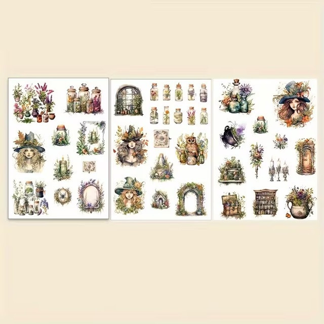 Набір магічних вінтажних наліпок Зілля та Відьма, 120 шт Київ - фото 2